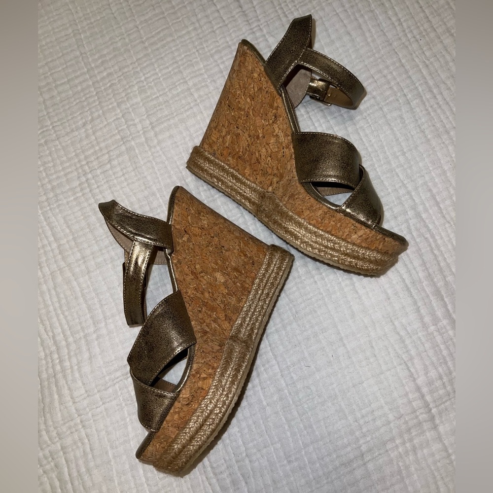 Metallic Wedge Sandals
